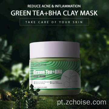 máscara de lama de argila facial anti-acne chá verde